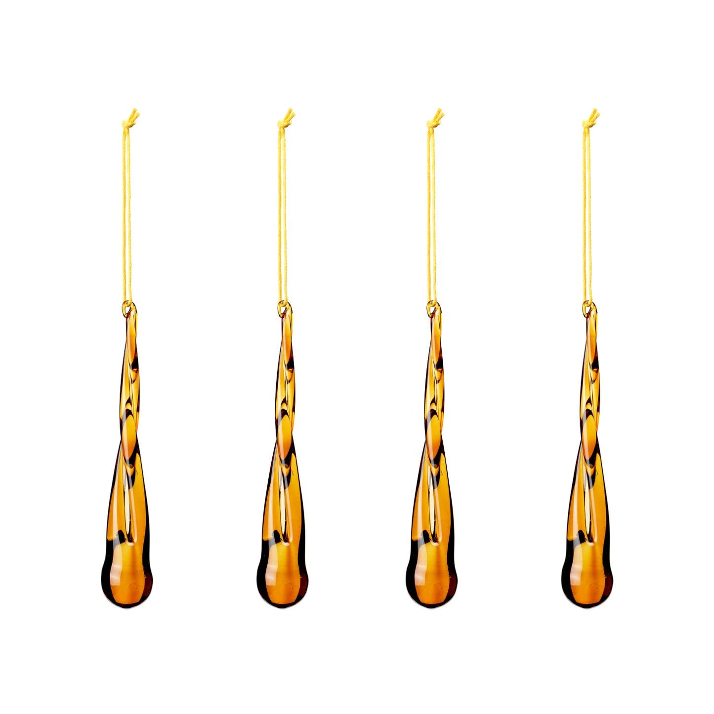 Teardrop Glass Tree Decorations - Amber