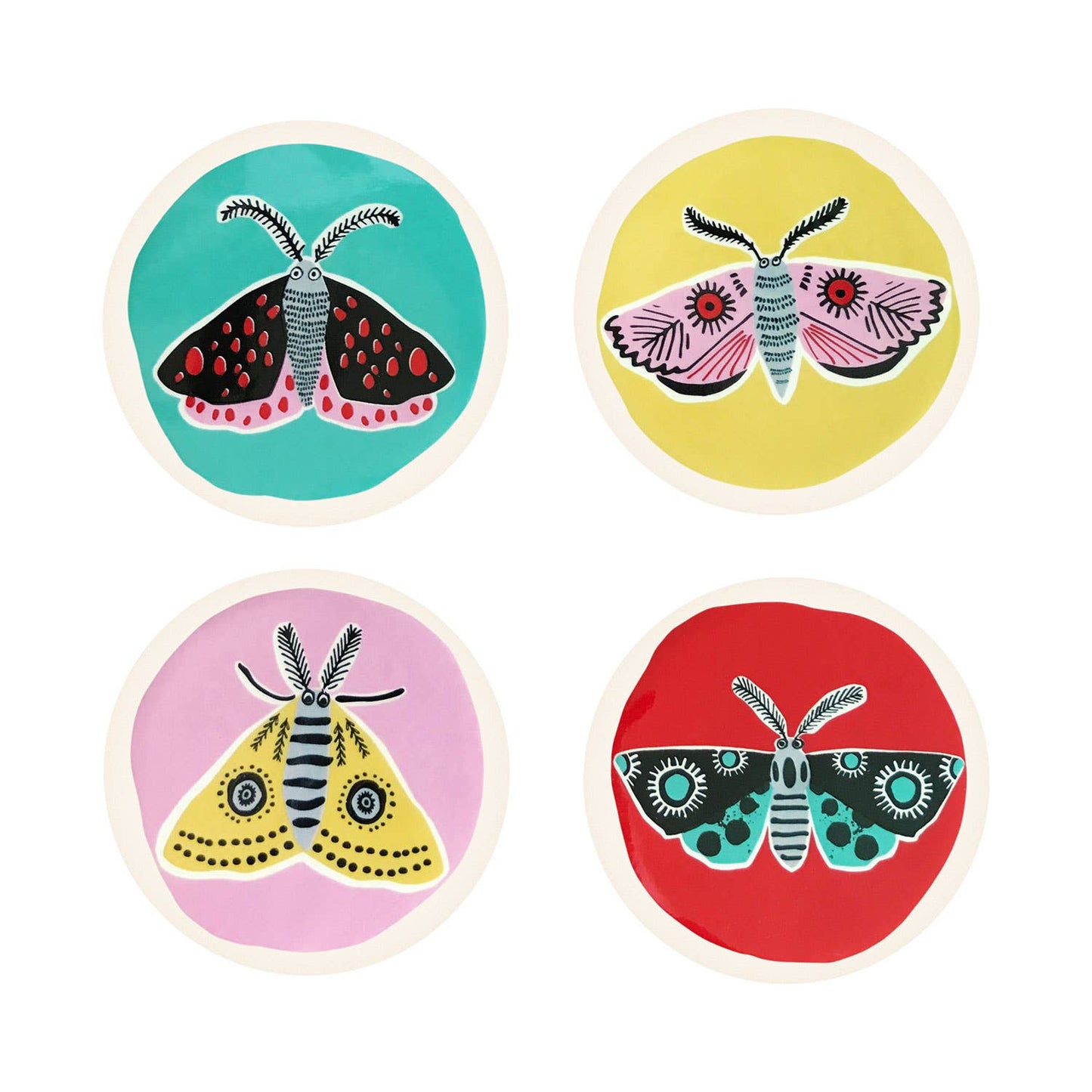 Ceramic Moth Coasters box S/4
