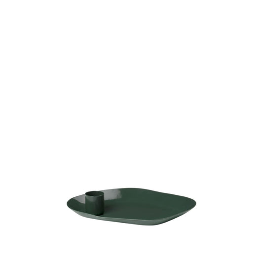 'Mie' Iron Candle Plate  - Forest Green