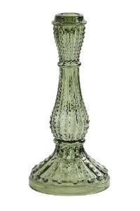 Green Glass Dining Candleholder - Tall