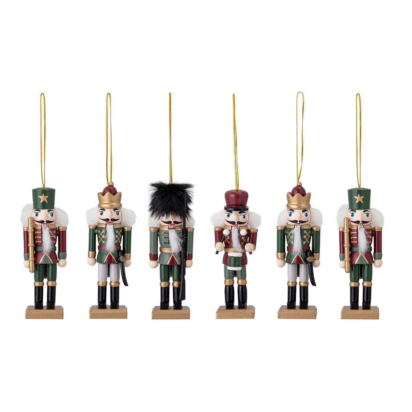 Green Nutcracker Ornament Set S/6