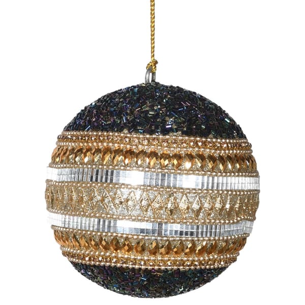 Black & Gold Beaded Bauble
