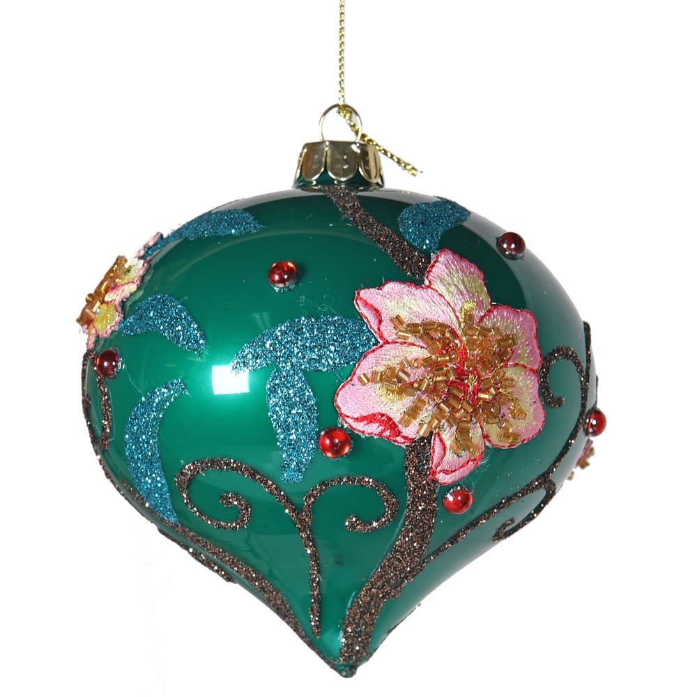Luxury Blue Teal Flower Bauble
