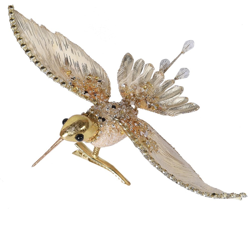 Gold Sparkle Hummingbird Clip