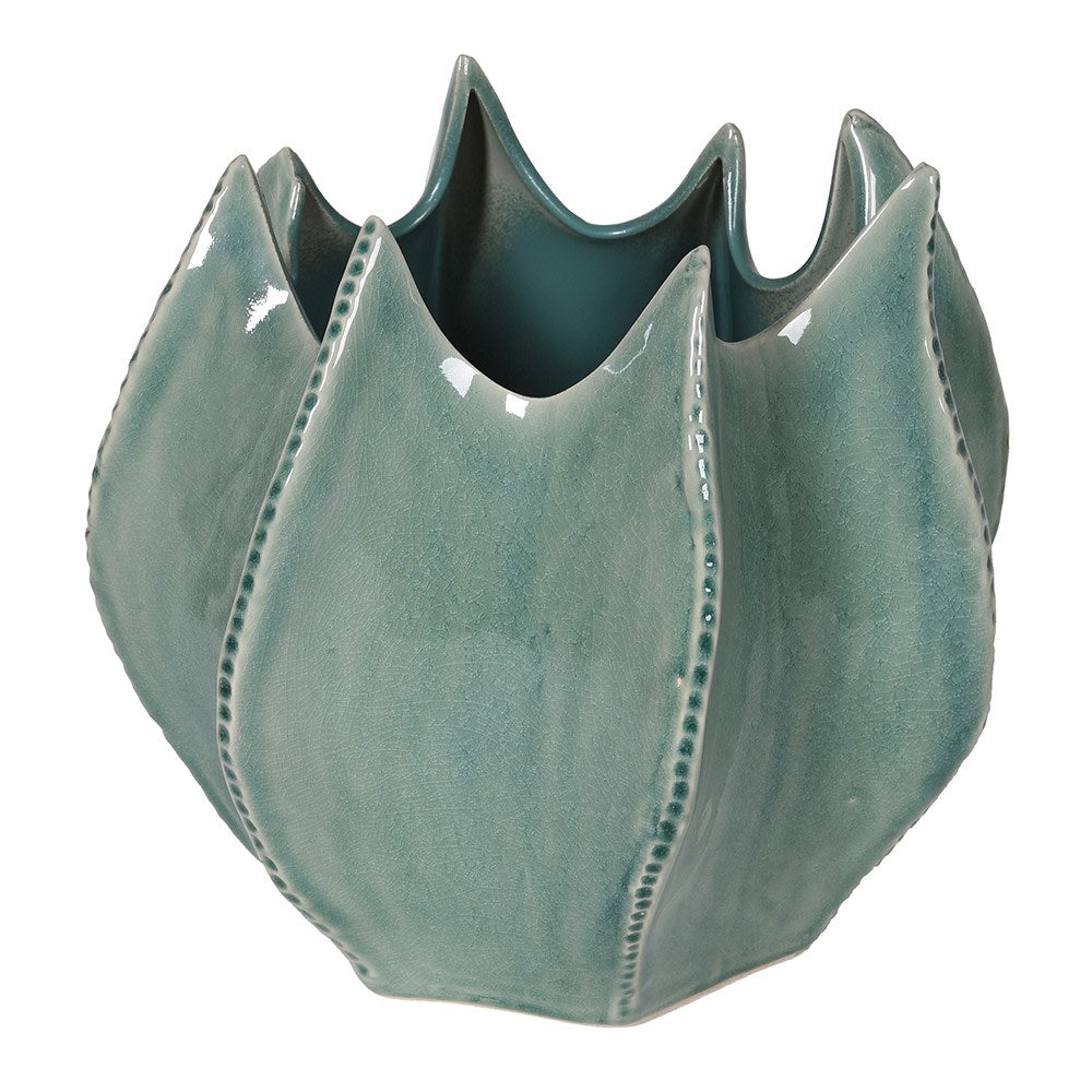 Green Glazed Wavy Planter