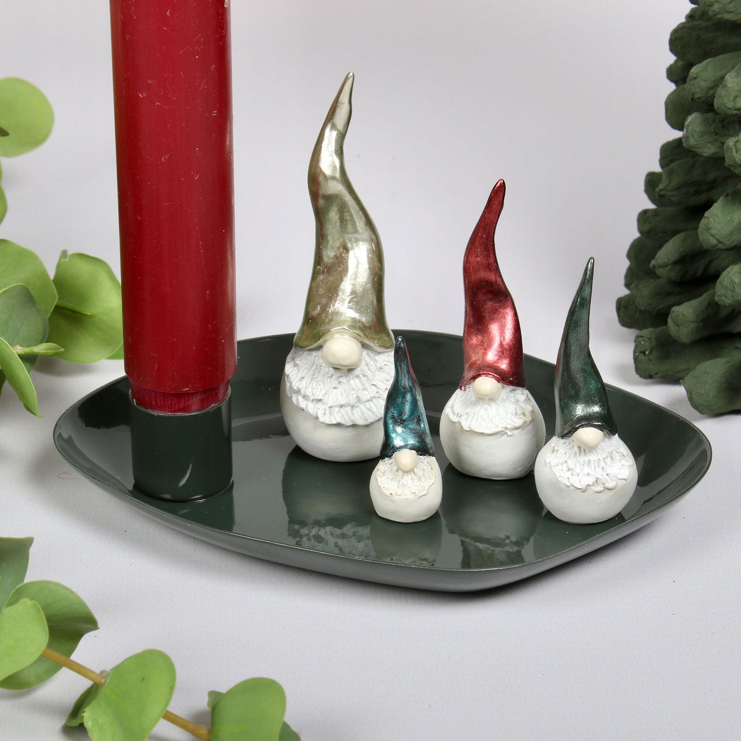 'Mie' Iron Candle Plate  - Forest Green