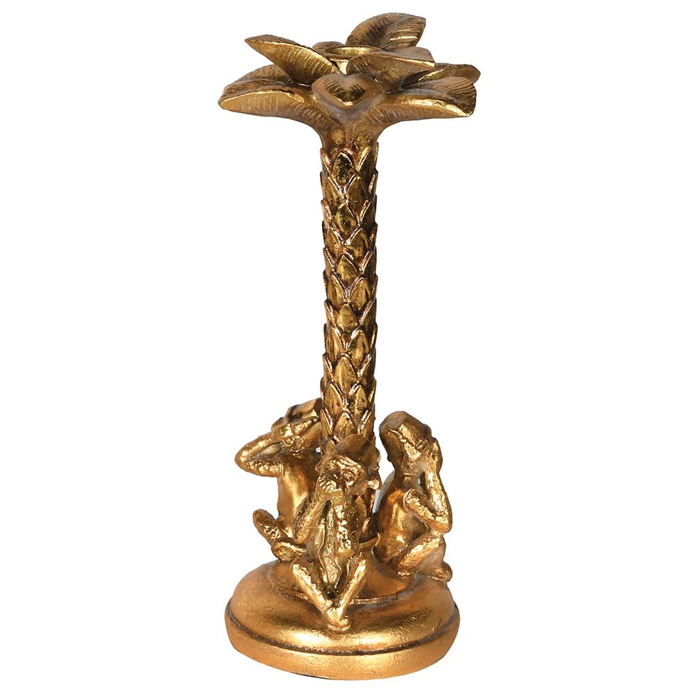 Gold Palm & Monkeys Candleholder