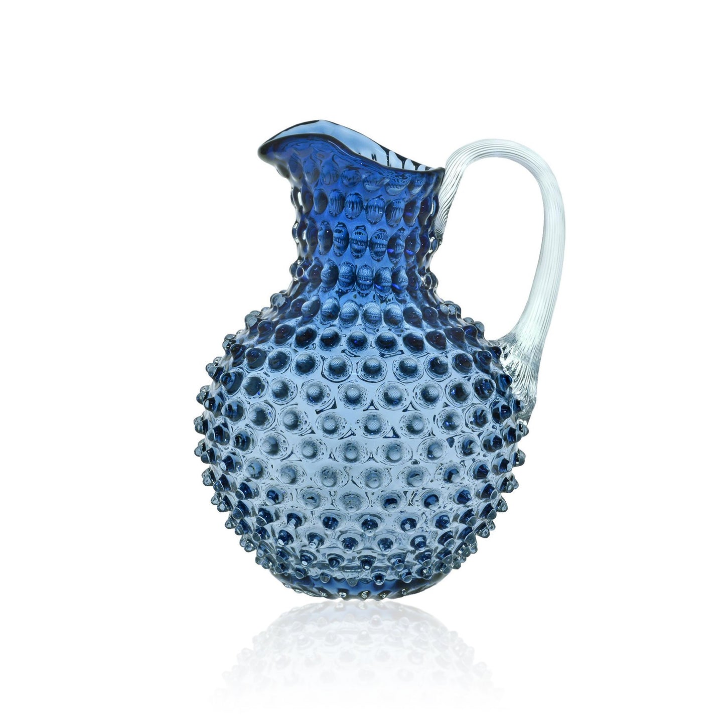 Smoke Blue Crystal Hobnail Jug Large