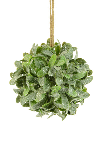 Frosted Mistletoe Ball hanging decoration