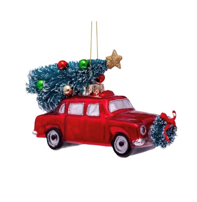 Red Car & Tree Tree Decoration
