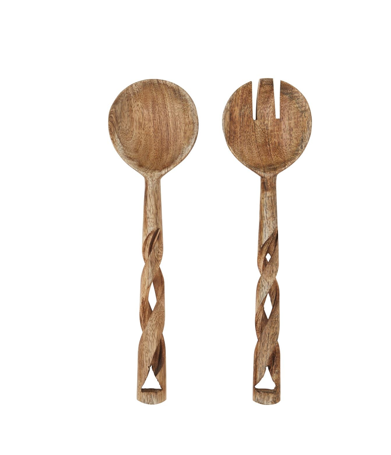 Twisted Wooden Salad Servers