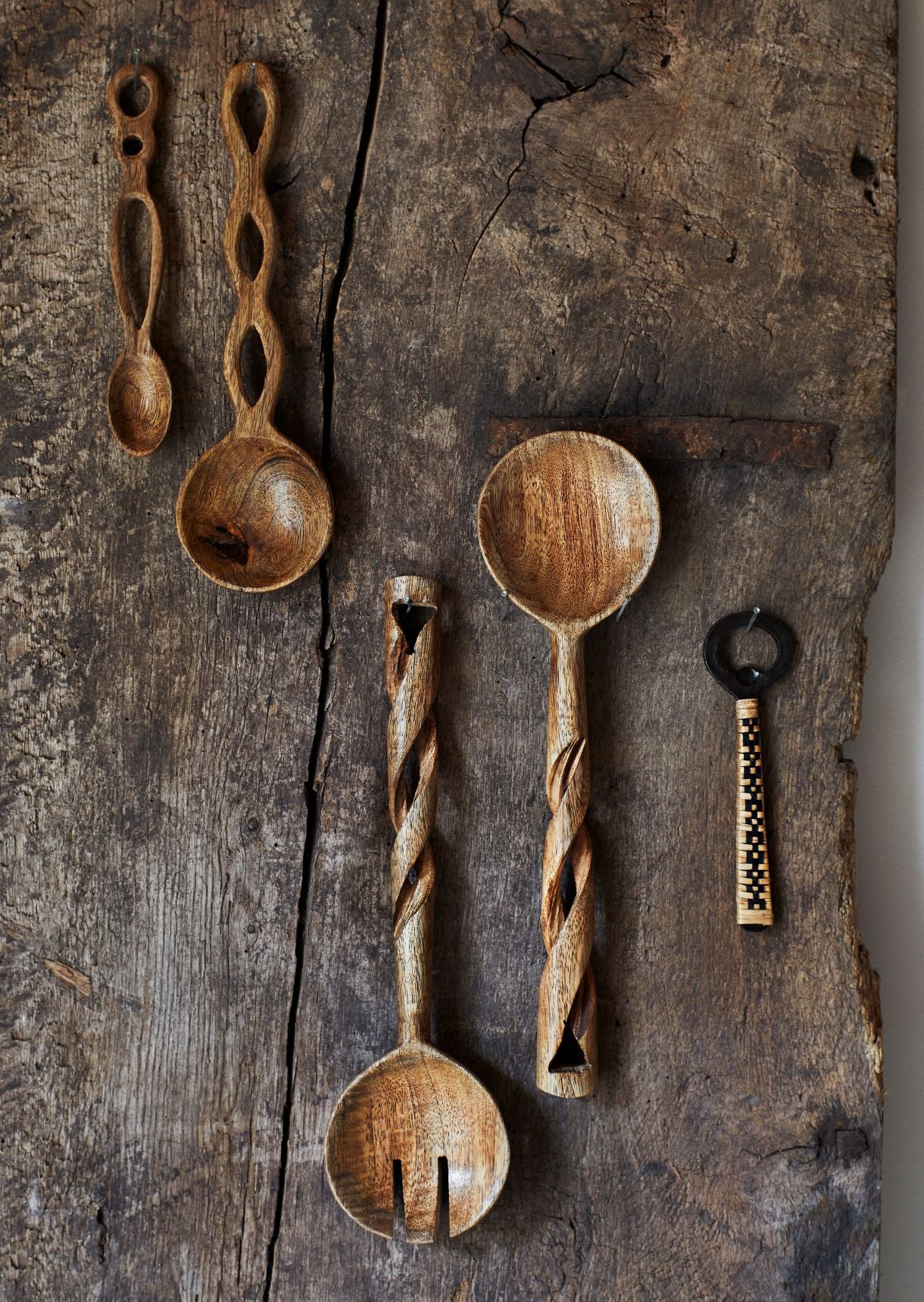 Twisted Wooden Salad Servers