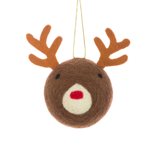Felt Reindeer Head Tree Decoration