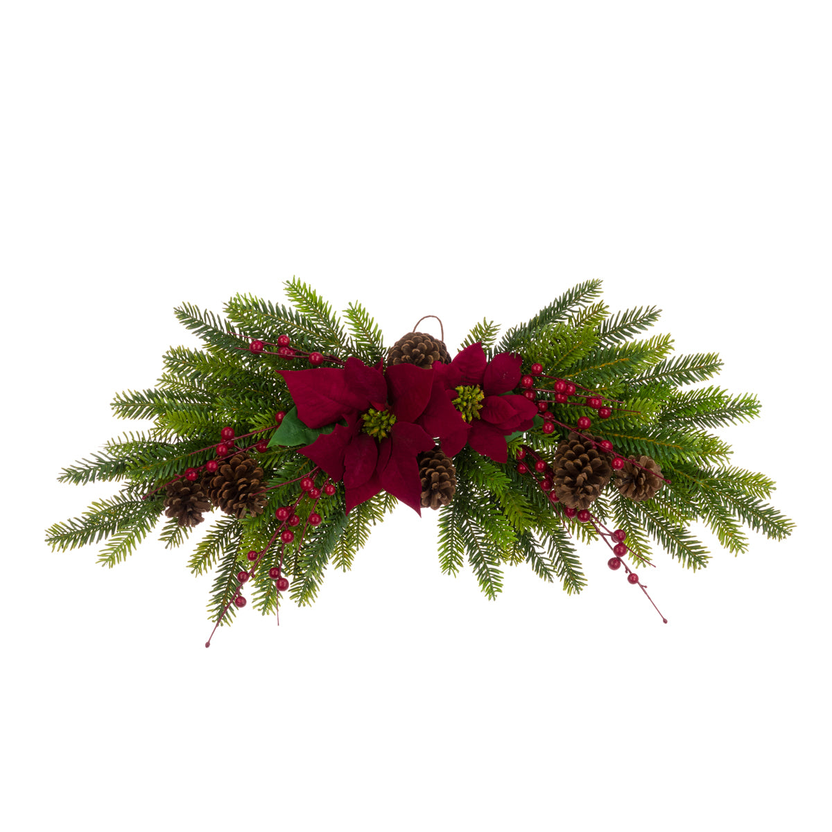 Poinsettia Pine Berry Swag