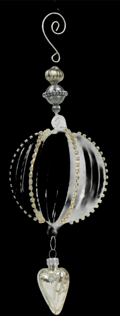 Diamante & Silver Drop Glass Bauble