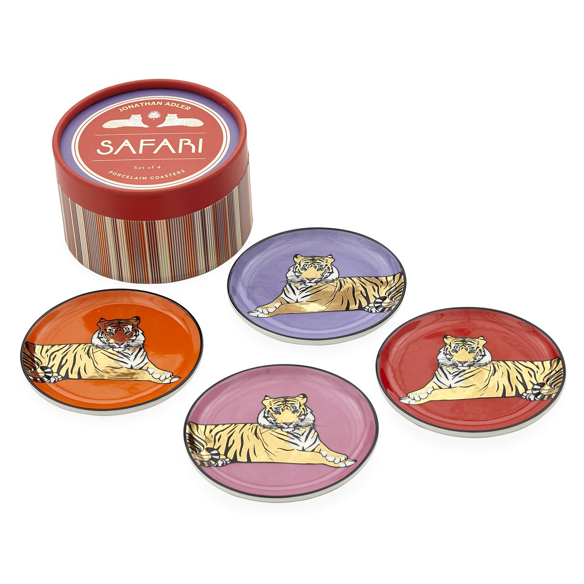 Safari Gold Accent Coasters S/4 by Jonathan Adler
