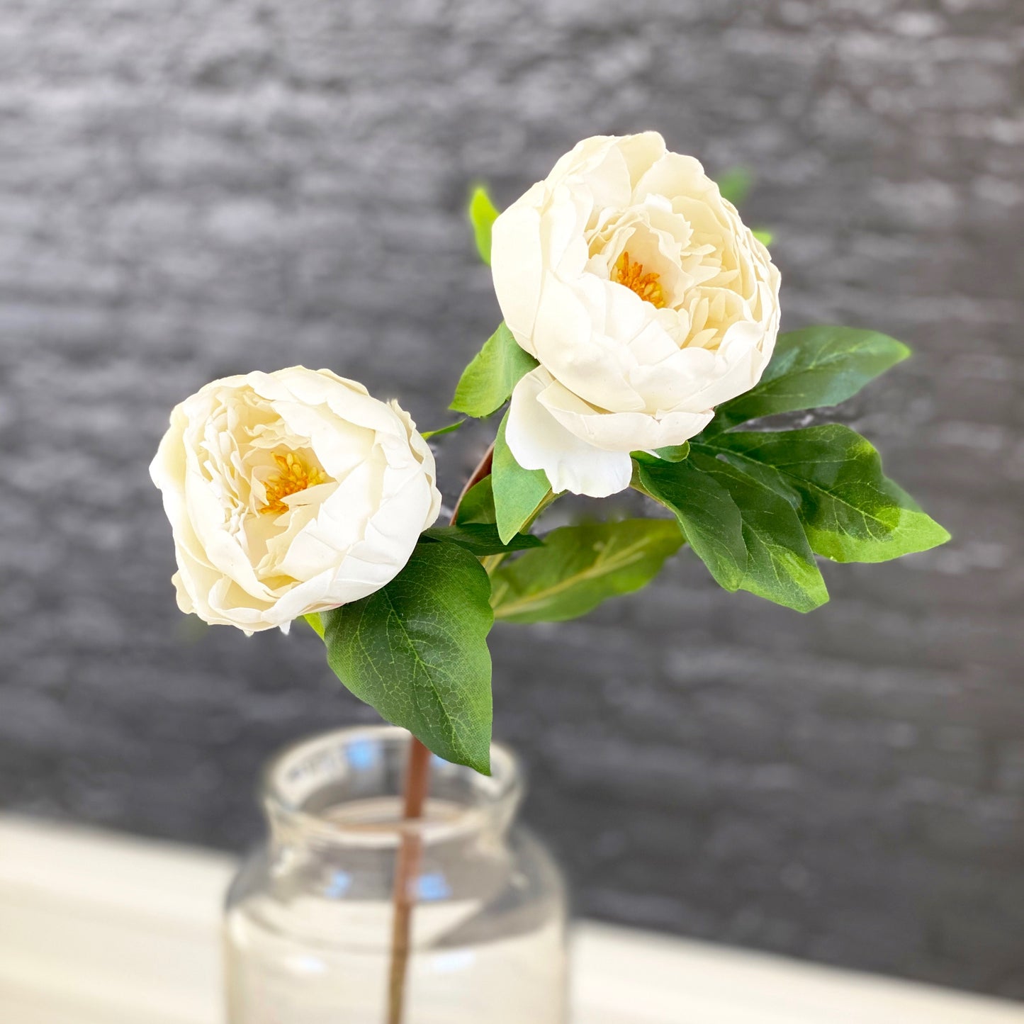 White Two Bloom Real Touch Peony