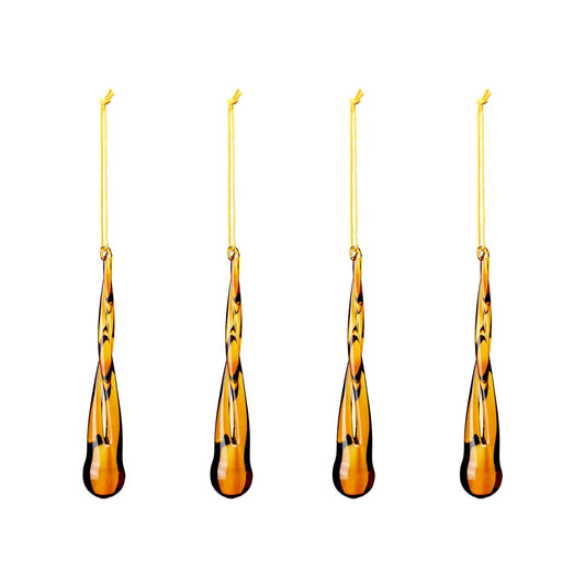 Teardrop Glass Tree Decorations - Amber