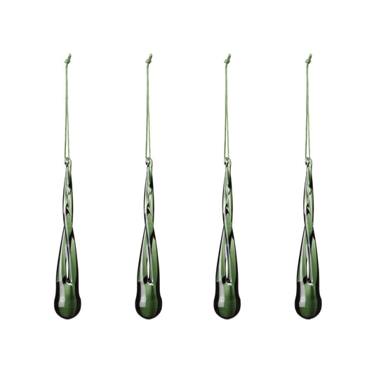 Teardrop Glass Tree Decorations - Dark Green