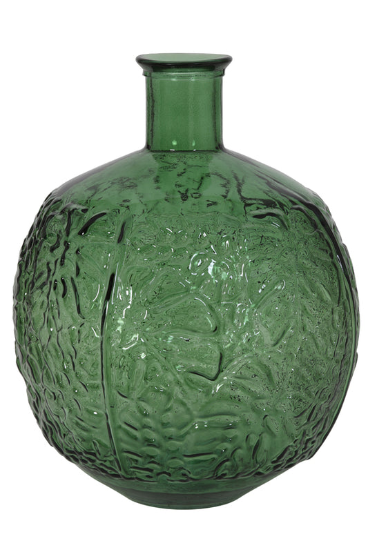 Oversized Green Textured Glass Vase