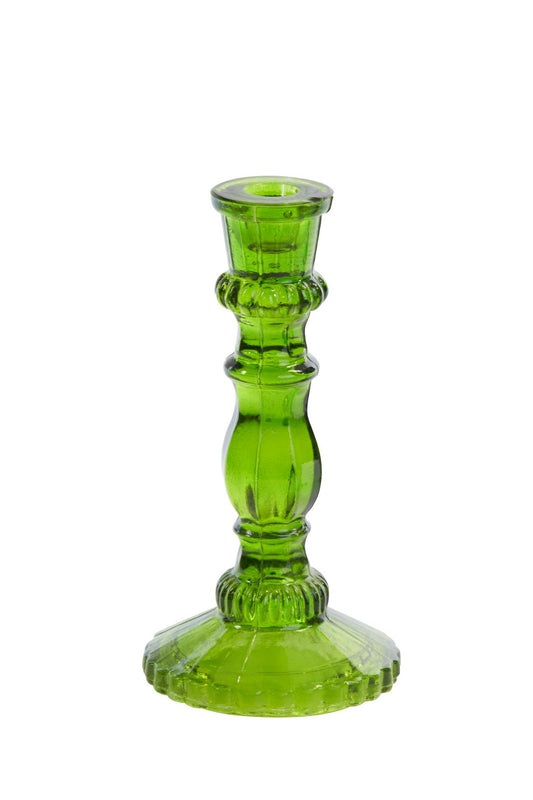 Green Glass Candle Holder