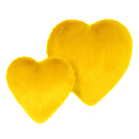 Small Luxury Faux Fur Heart Cushion - Canary