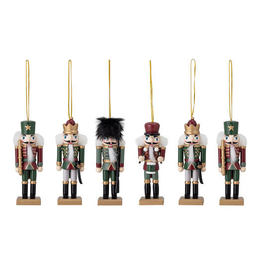 Green Nutcracker Ornament Set S/6