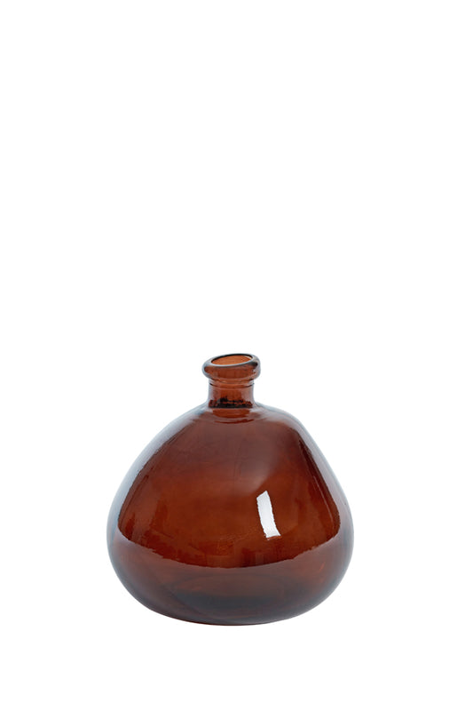 Brown Glass Bulbous Bottle - Small