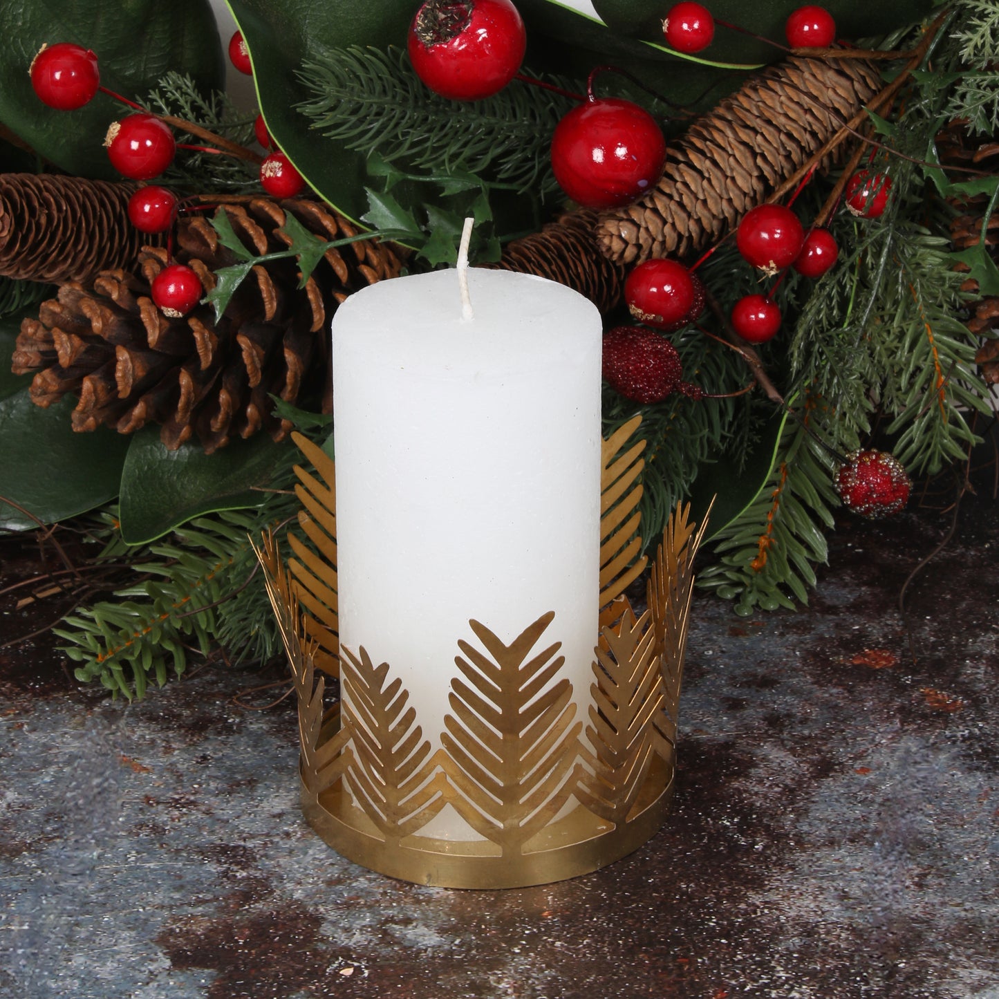 Brass Feather Candle Holder