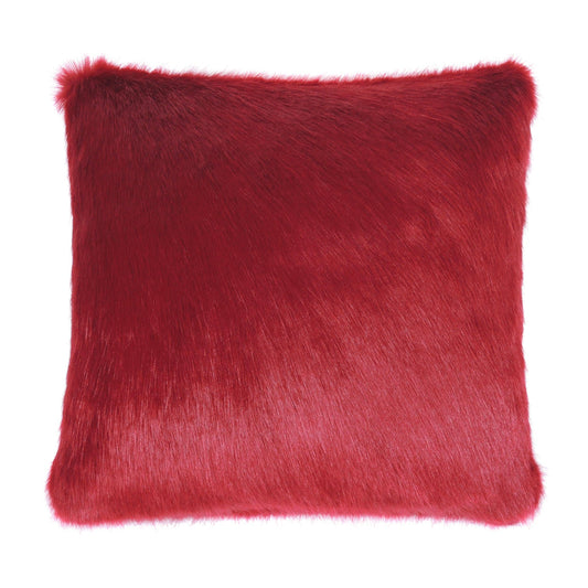 Luxury Faux Fur Cushion - Crimson