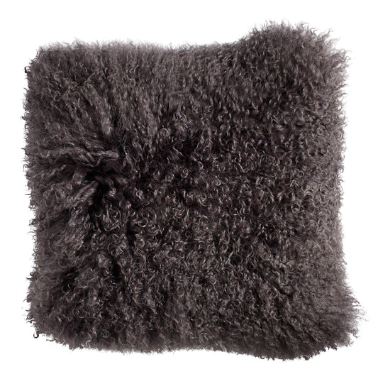 Warm Grey Lamb Fur Cushion
