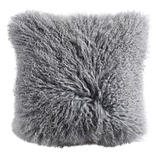 Cool Grey Lamb Fur Cushion