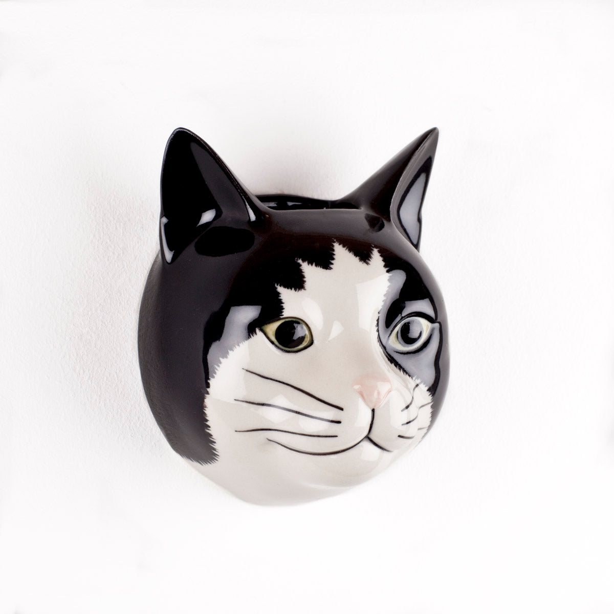 Barney Black & White Cat Wall Vase Small