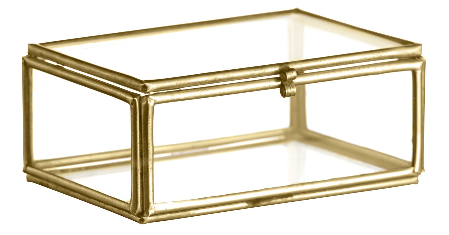 Brass Rectangular Glass Box