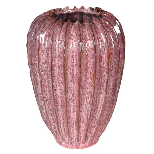 Pink Ridged Ceramic Vase