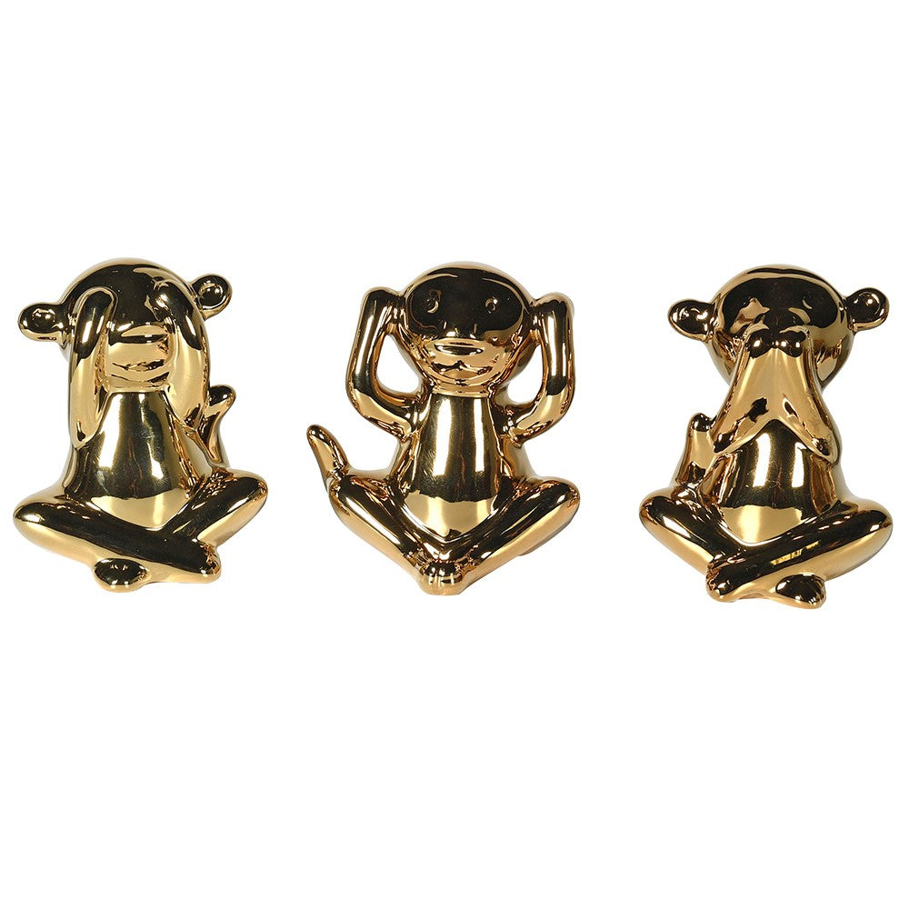 Three Wise Monkeys - Gold