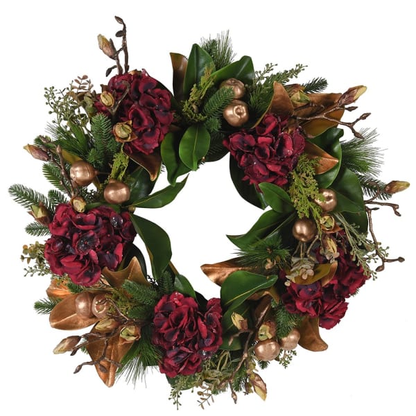 Luxury Gold Berry & Deep Red Hydrangea Wreath