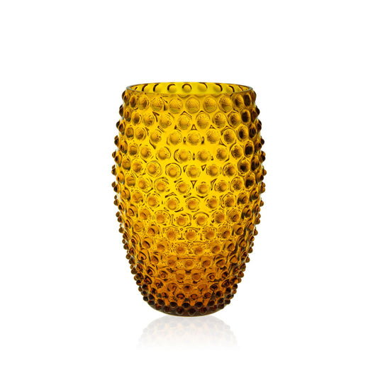 Amber Crystal Hobnail Egg Vase