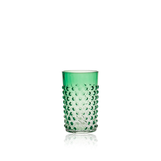 Underlay Emerald Crystal Hobnail Tumblers - S/2