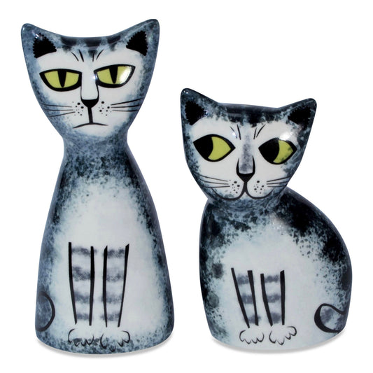 Salt and Pepper Set , Grey Tabby Cat