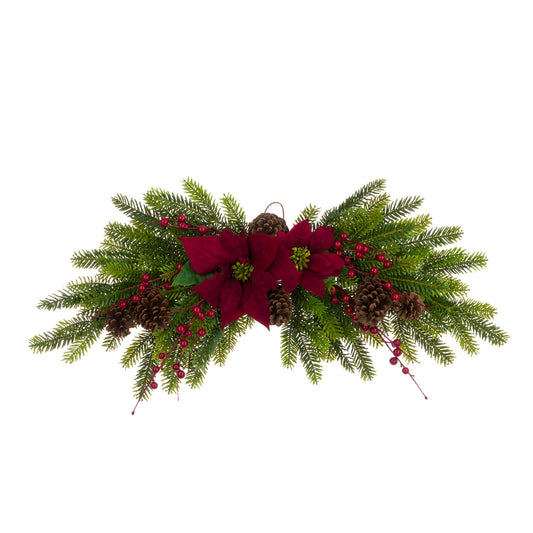 Poinsettia Pine Berry Swag