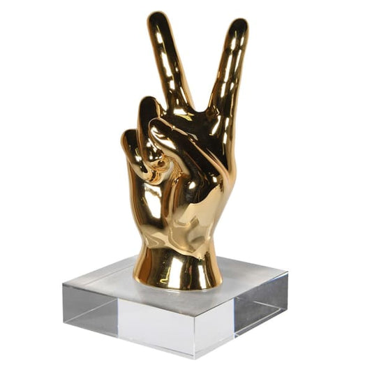 Gold 'Peace' Hand Sculpture